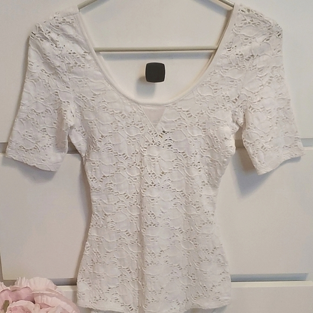 NWT BCBGeneration white lace bodysuit